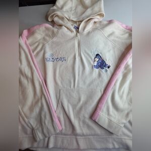 Disney 3X Eeyore Quarter Zip Fleece Hoodie White Embroidered 3008-Bk